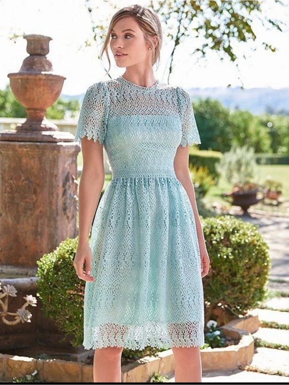 NWT Antonio Melani Mint Green Lace Midi Dress Size 8
